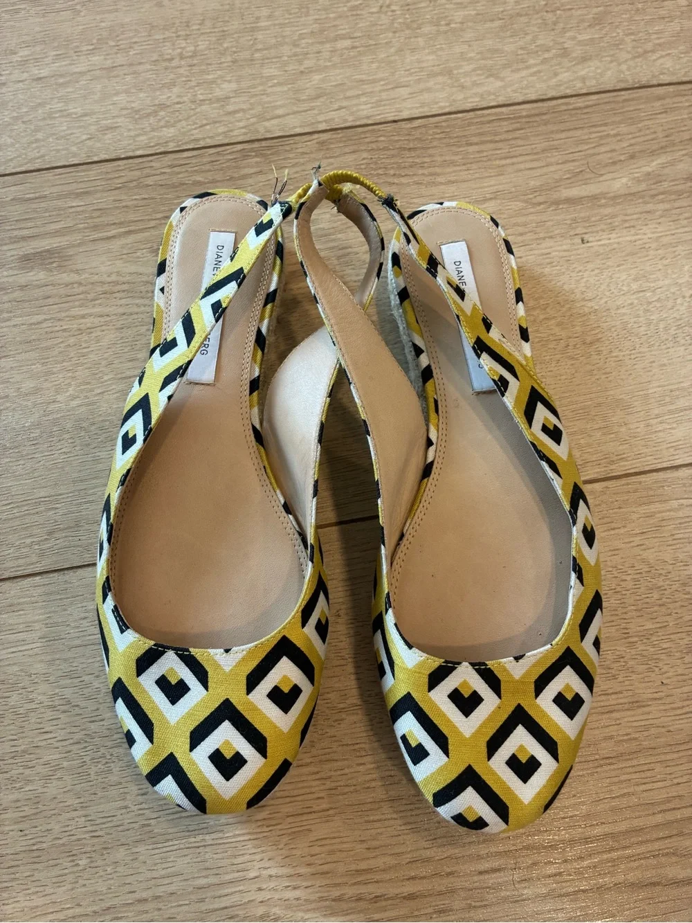 Diane Von Furstenberg Women’s Slingback Flat Espadrilles Yellow Size 7